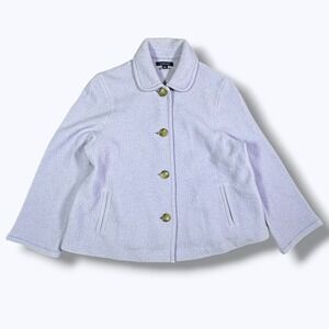 Lands' End Boiled Wool Jacket Lavender Women's 10P Cozy Chic Layer Fall Winter